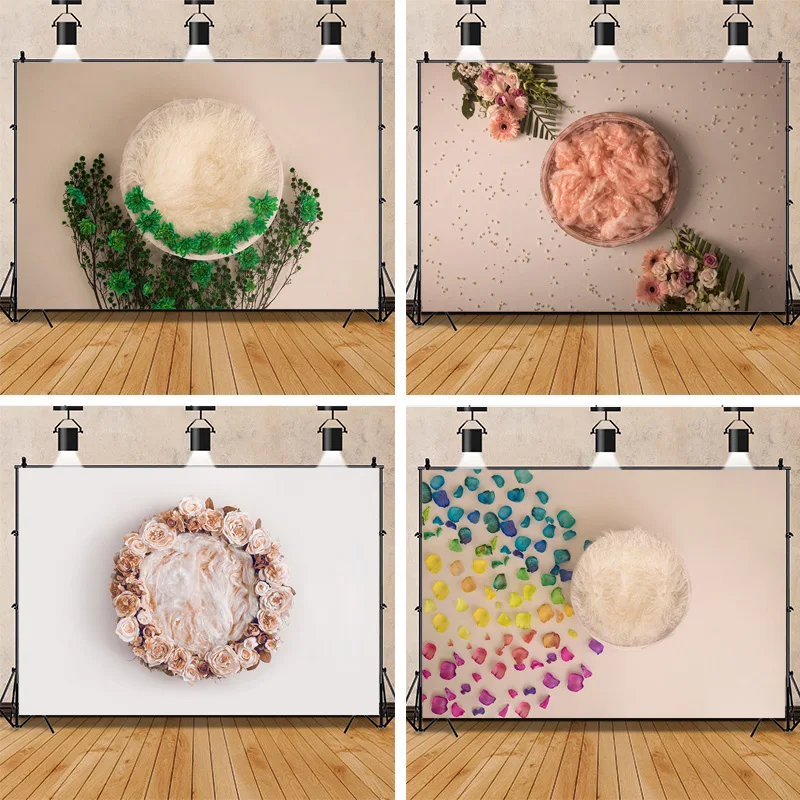 

Neonatal Portrait Photography Background Flowers Swing Birthday Art Background Baby Photo Gallery Props BG-05