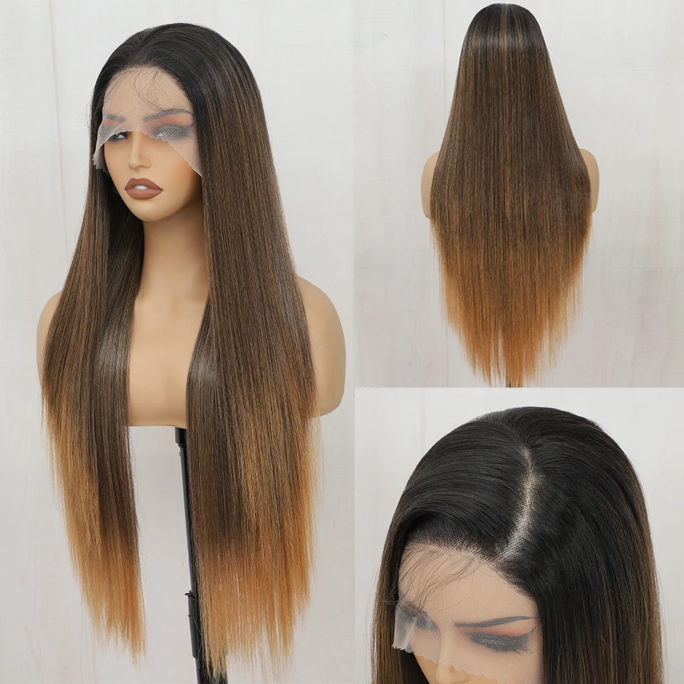 

Synthetic Lace Front Wig Long Silky Straight Hair Heat Resistant Hair 13*4 Lace Frontal Synthetic Wigs For Women Ginger Wig