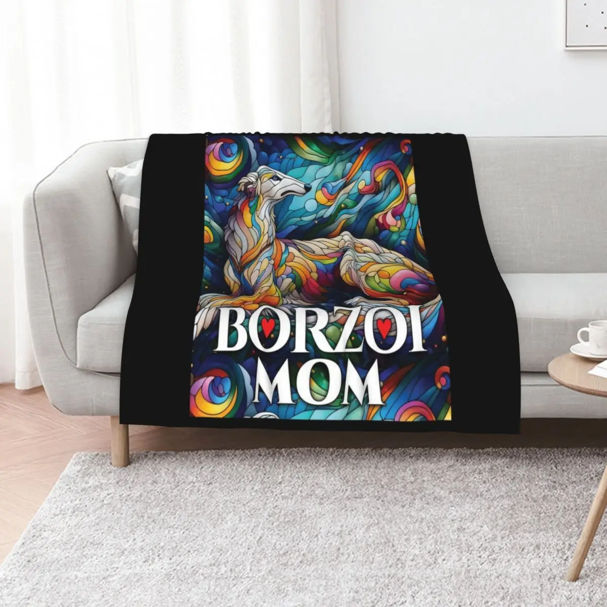 

Borzoi mom, stained glass. I love borzois. Throw Blanket Thermal christmas gifts Large Quilt Blankets
