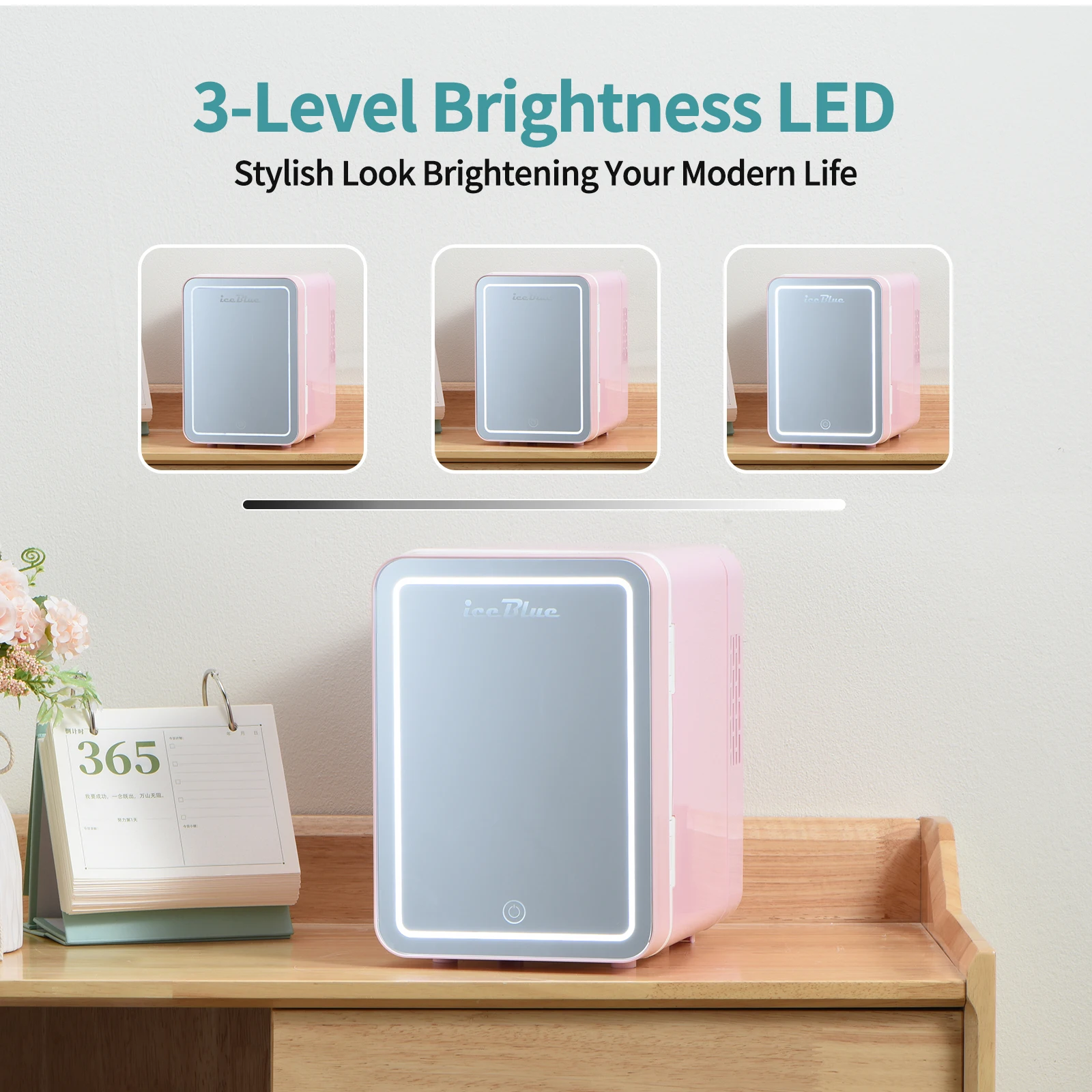 IceBlue 4л зеркальный мини-холодильник двойного назначения для красоты, макияжа, ухода за кожей, холодильник AC/DC, теплый косметический холодильник для домашнего автомобиля