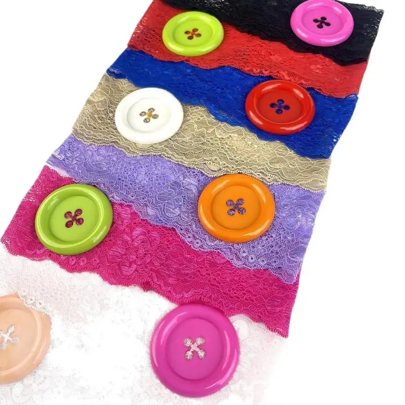 Vintage Lace Big Button Headband Elastic Wide Hairband For Women Girls Y2K Japanese Yoga Travel And Daily Hair Styling Accessory
