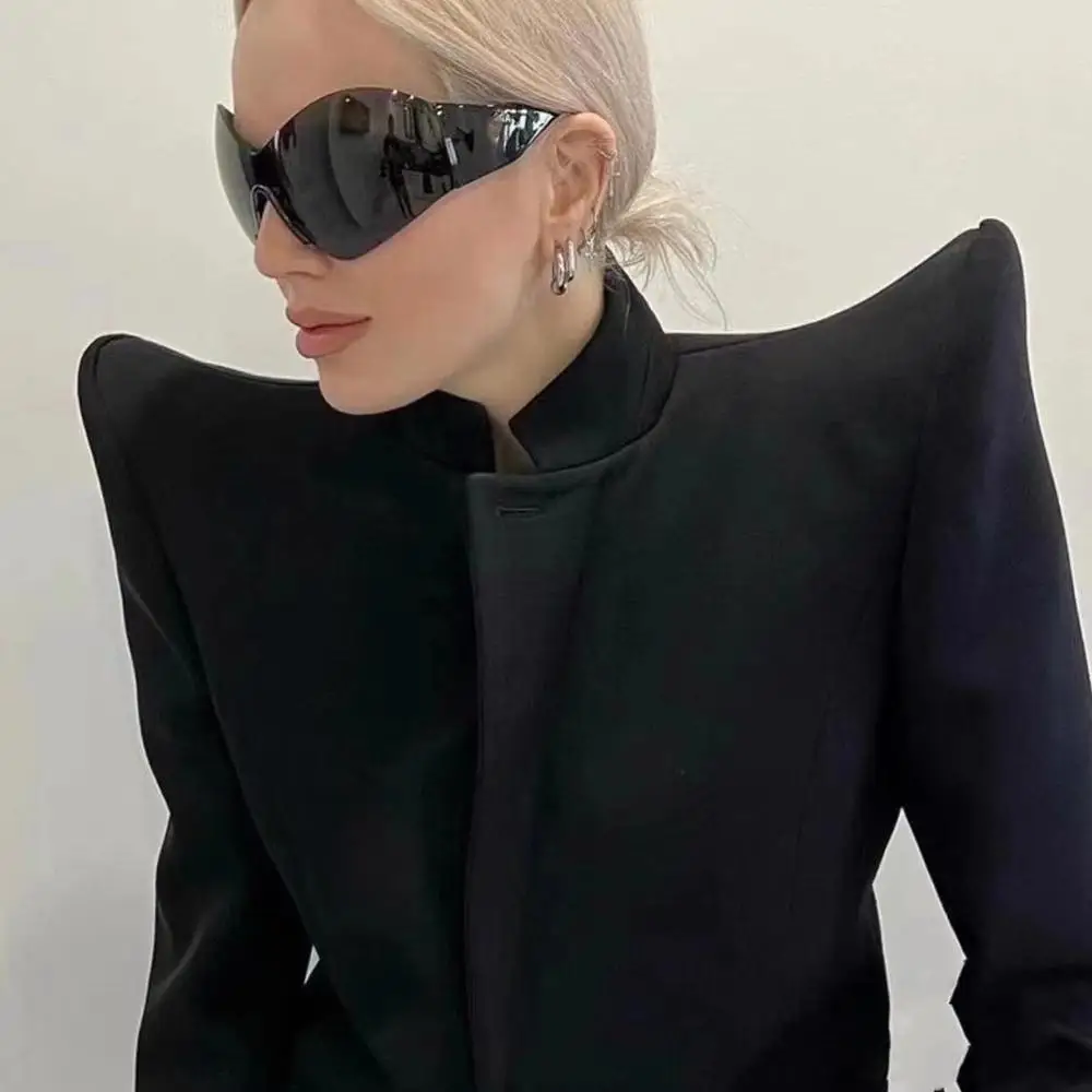 

Trendy UV400 Protection Shades Rimless Black Sun Glasses Wrap Around Y2K Sunglasses Oversized Futuristic Sunglasses