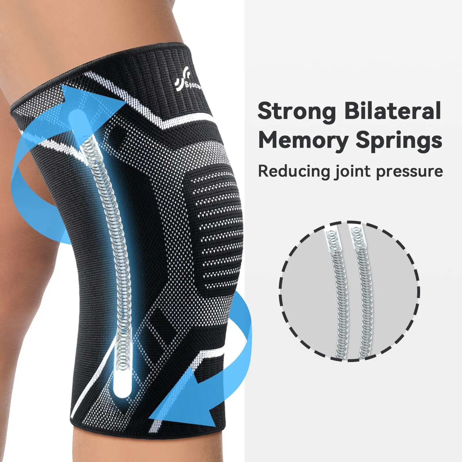 Sportneer Knee Brace Sport Knee Pads Compression Sleeve with Side Stabilizers Knee Support for Men & Women Gym Running Hiking