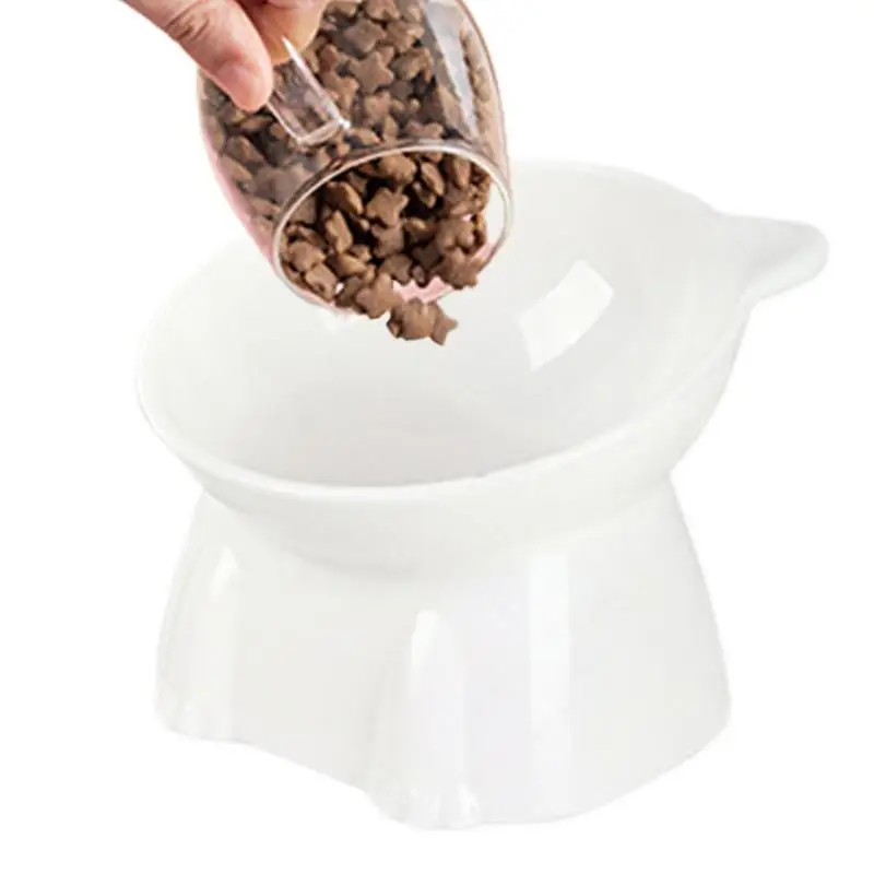 Raised Food Bowls For Cats Raised Tilted Food Bowl Non-slip Elevated Cat Water Bowl Raised Cat Dish For Stress Free Prevent Neck