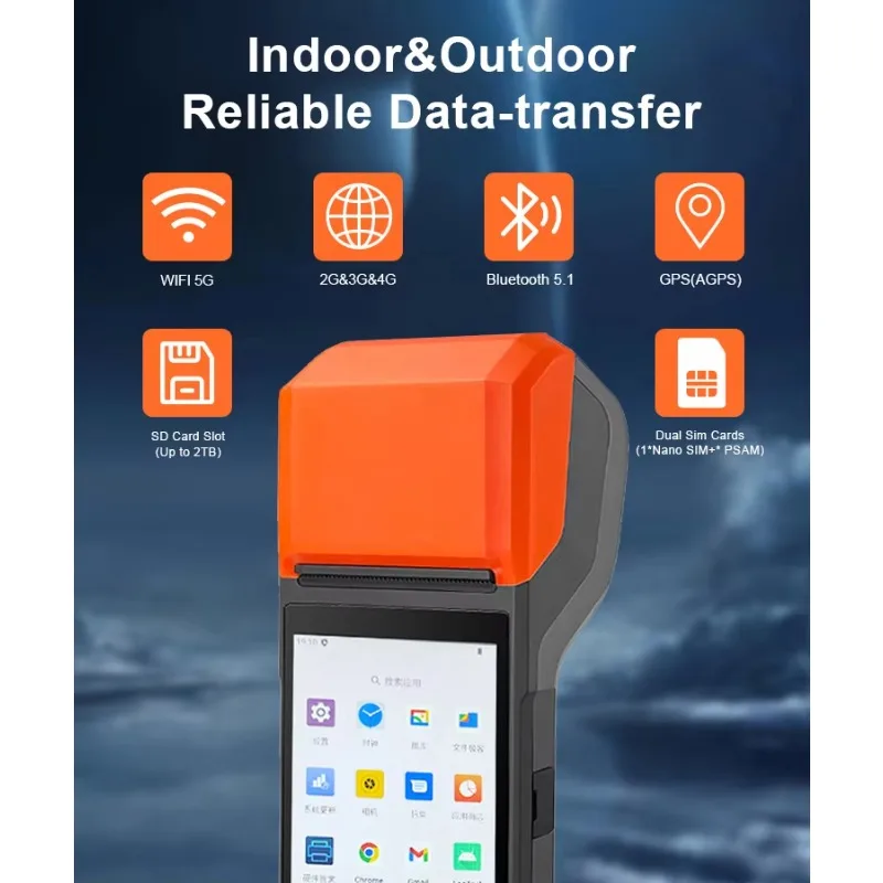 Pos Billing Machine Android 13 Handheld Pos Terminal with Printer