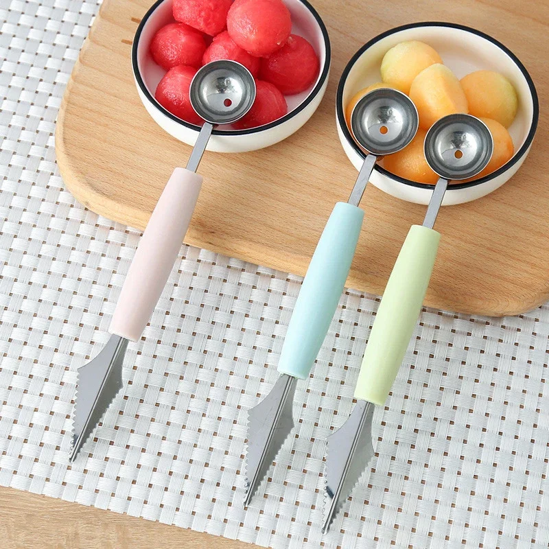 Double Ended Fruit Shaver Stainless Steel Fruit And Vegetable Ice Cream Dessert Spoon Cut Watermelon Cut And Carved Kitchen Ute