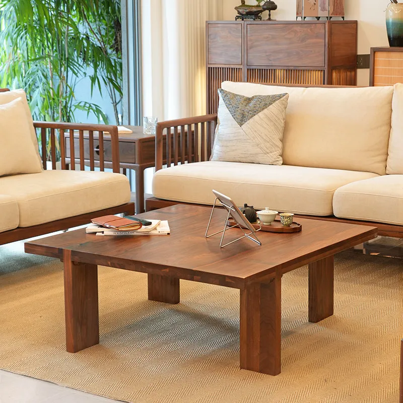 YJQ black walnut coffee table new Chinese all solid wood living room storage TV cabinet combination coffee table