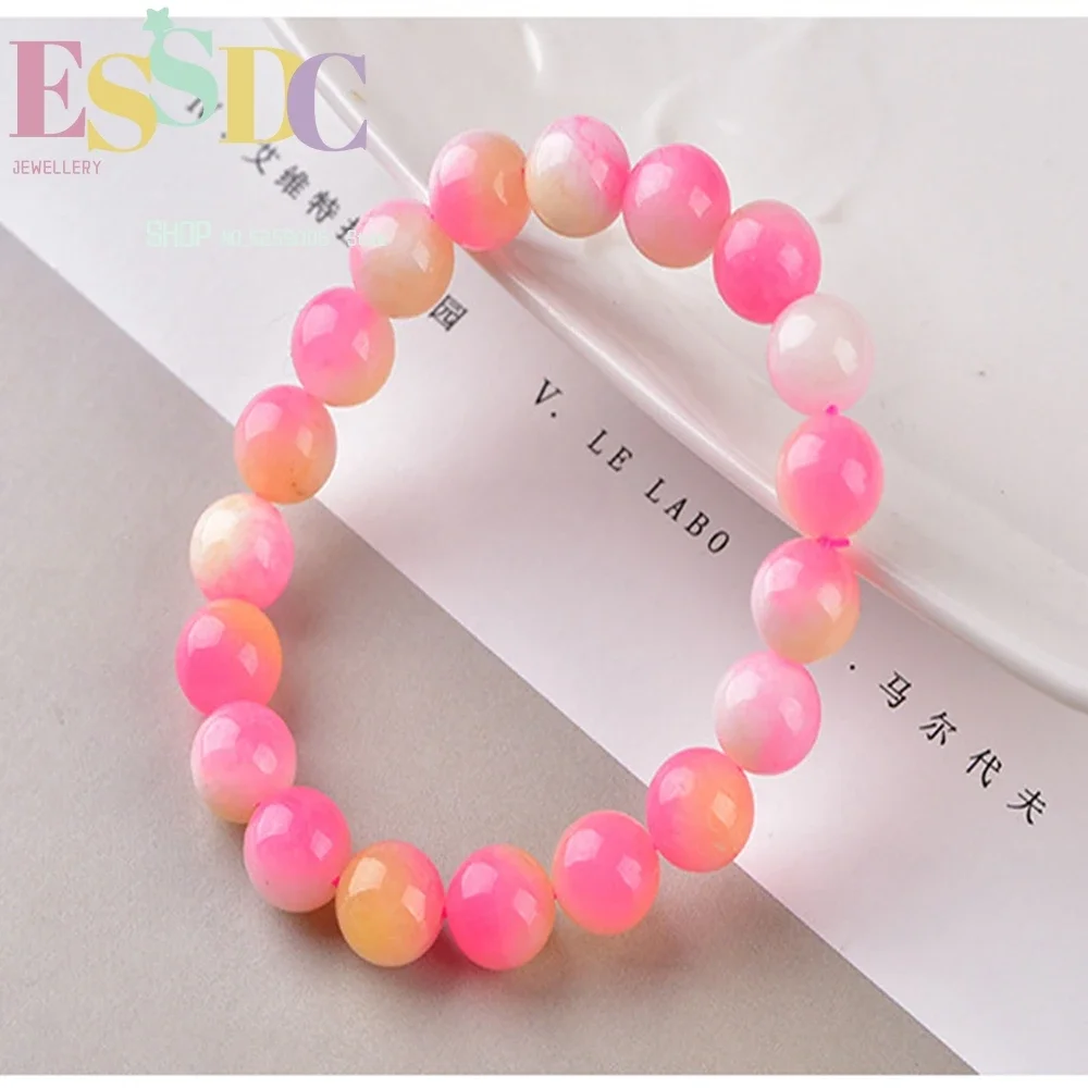 

Персик и халцедон, эластичный браслет с одной петлей, розовый, сладкая красота, модные украшения, подарок на помолвку в национальном стиле, натуральный