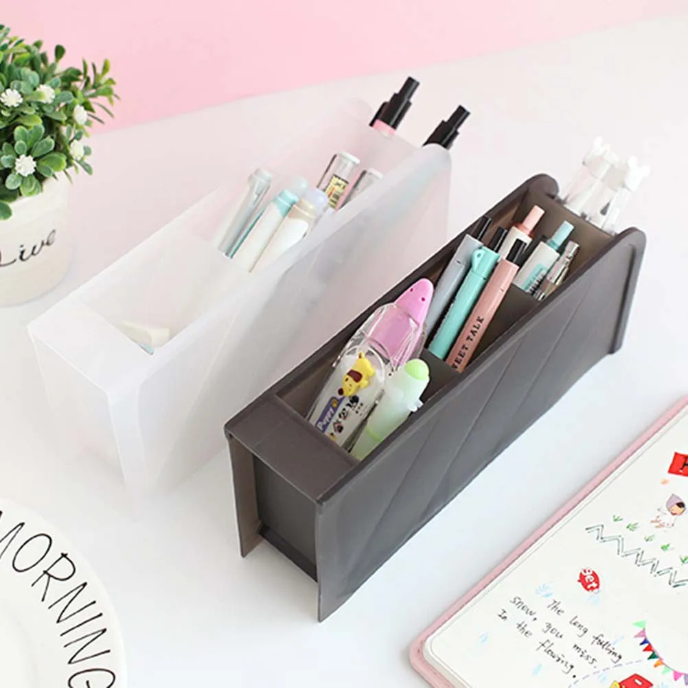 

Pencil Holder Storage Box Stationery Organizer Inclined Container Black Desktop Office