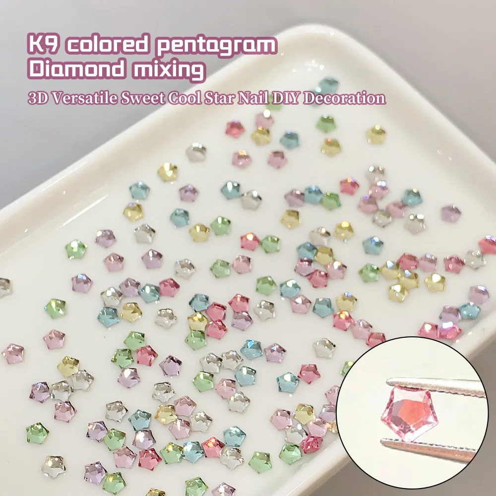 Kaniu 30/50/100 Stück K9 Farbige Fünfzackige Stern-Pentagramm-Strasssteine Bunte Flache Mini-Stern-Diamanten 3D-Stern-Diamanten – Detail 7