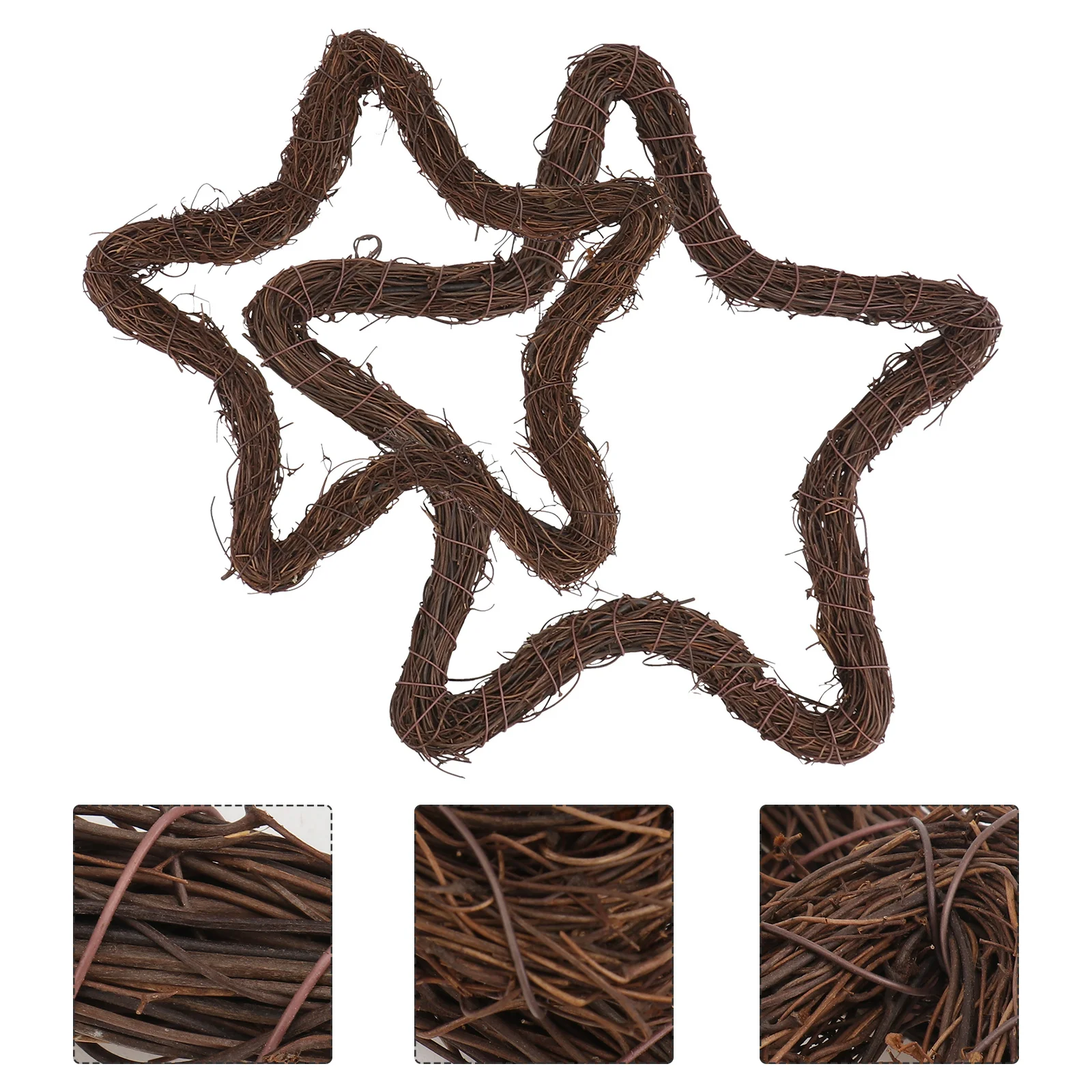 

2Pcs Handmade Rattan Five-Pointed Star Garland Eco-Friendly Party Door Wall Hanging Decoration Christmas New Year