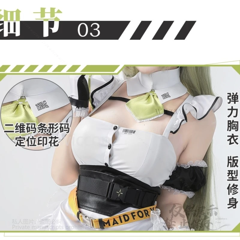 NIKKE-traje de sirvienta blanca de la diosa de la victoria, conjunto de disfraz de Cosplay, peluca, vestido, enagua, accesorios para el cabello, Anime de Halloween