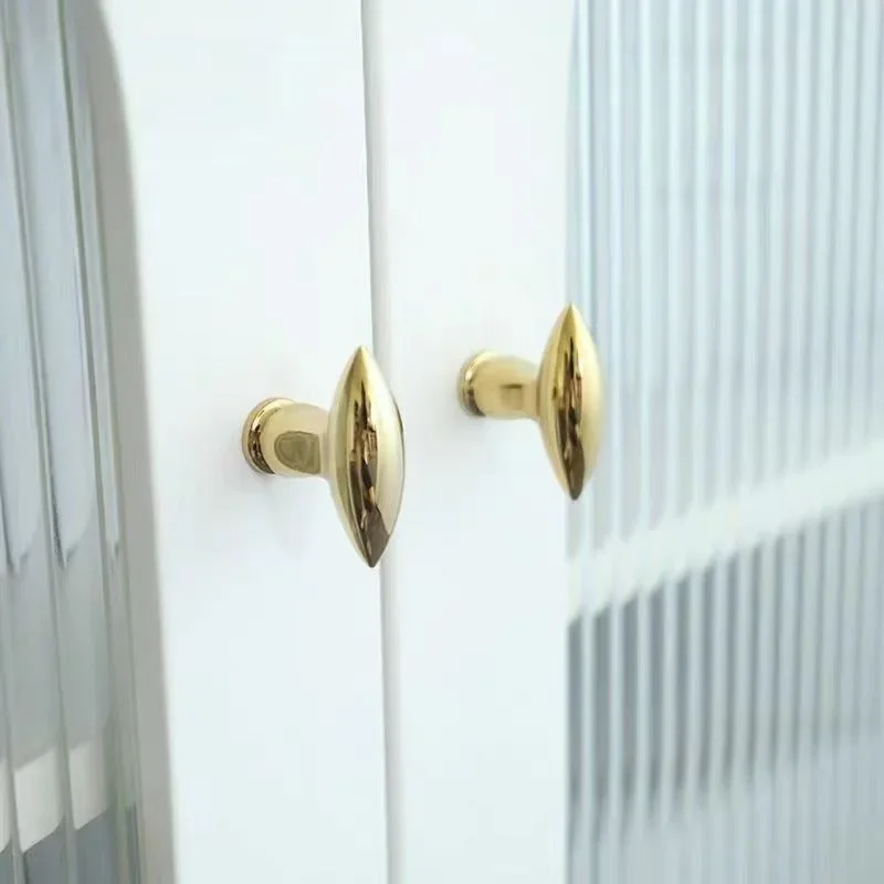 Gold Chrome Furniture Handle Rugby Shape Cabinet Handles Door Drawer Knobs Single Hole Cupbaord Wardrobe Closet Pull For Home
