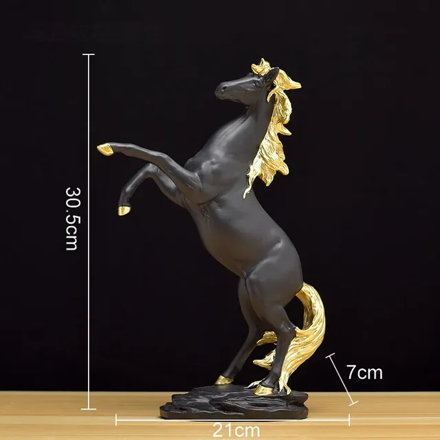 Gilded Steed Statue Crafts Horse Sculpture Resins Artwork Desk Decoration Animal Figurine Ornaments Nordic Home Decor Modern