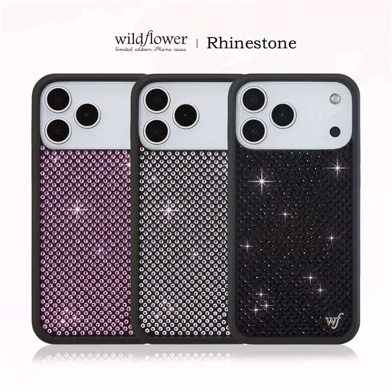 

Fashion Wildflower 3D Black White Pink Diamond Shiny Phone Case for iPhone 13 14 15 16 17Pro Max Plus wf Glitte Cover﻿﻿﻿﻿﻿﻿﻿﻿﻿﻿﻿