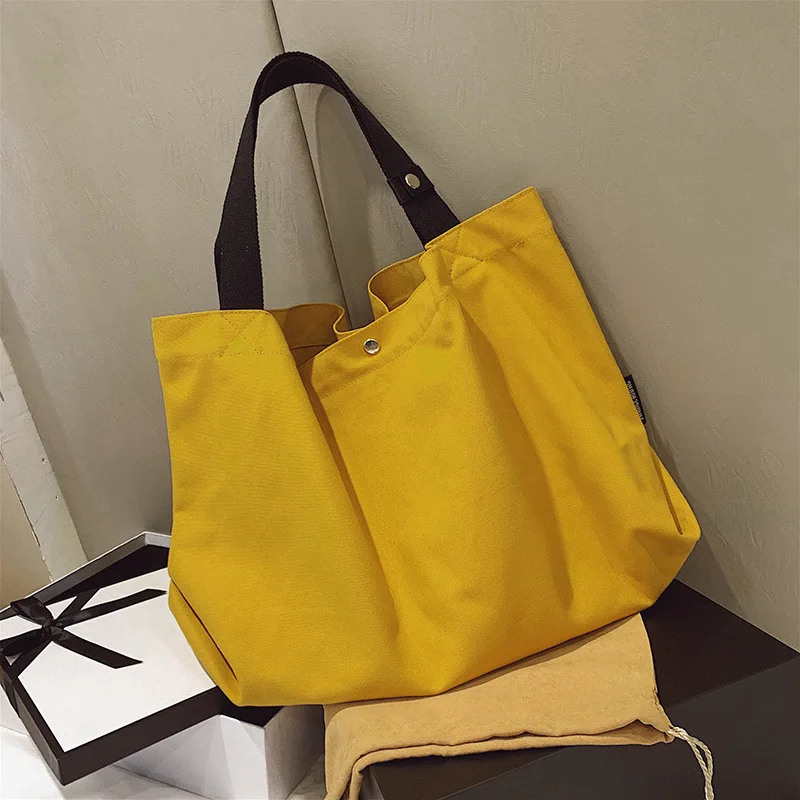 Bolsa de ombro colorida pura para mulheres, grande capacidade literária, artística, bolsas de lazer, bolsas japonesas, nova, na moda