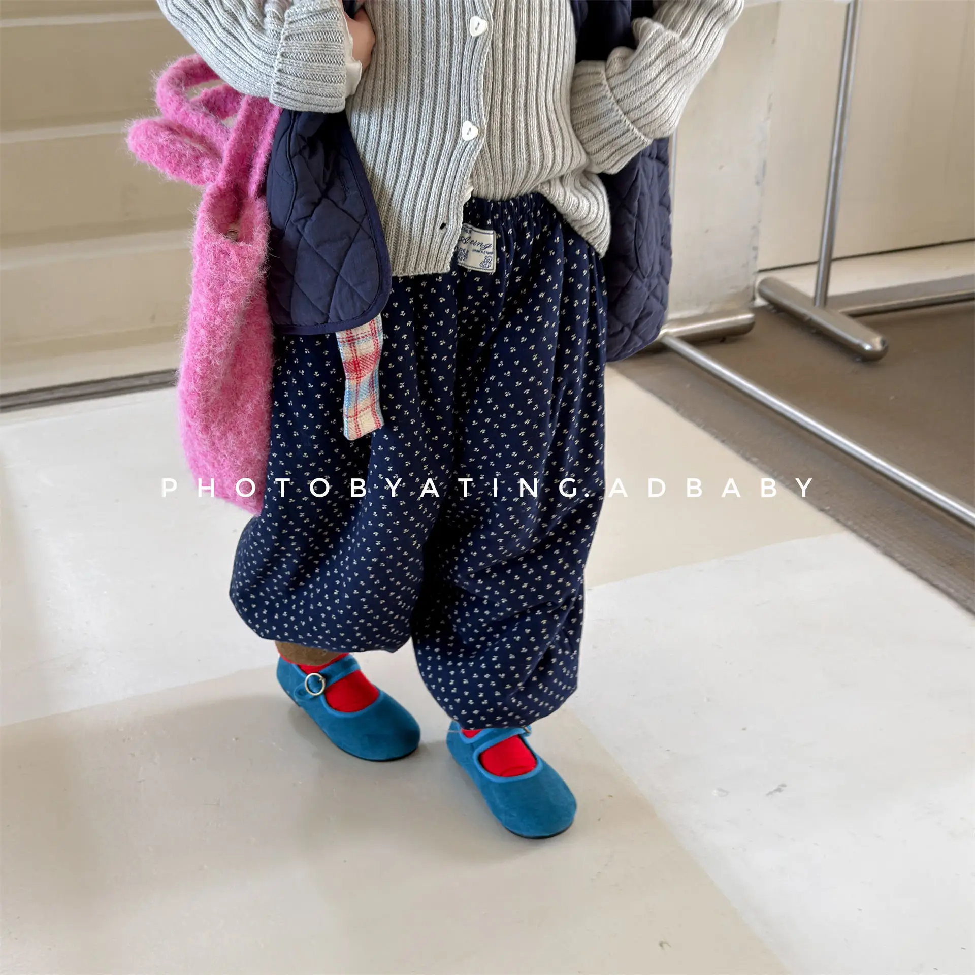 2026 Winter New Children Fleece Warm Pants Boys Plus Velvet Thick Floral Trousers Girls Casual Pants Cotton Kids Clothes
