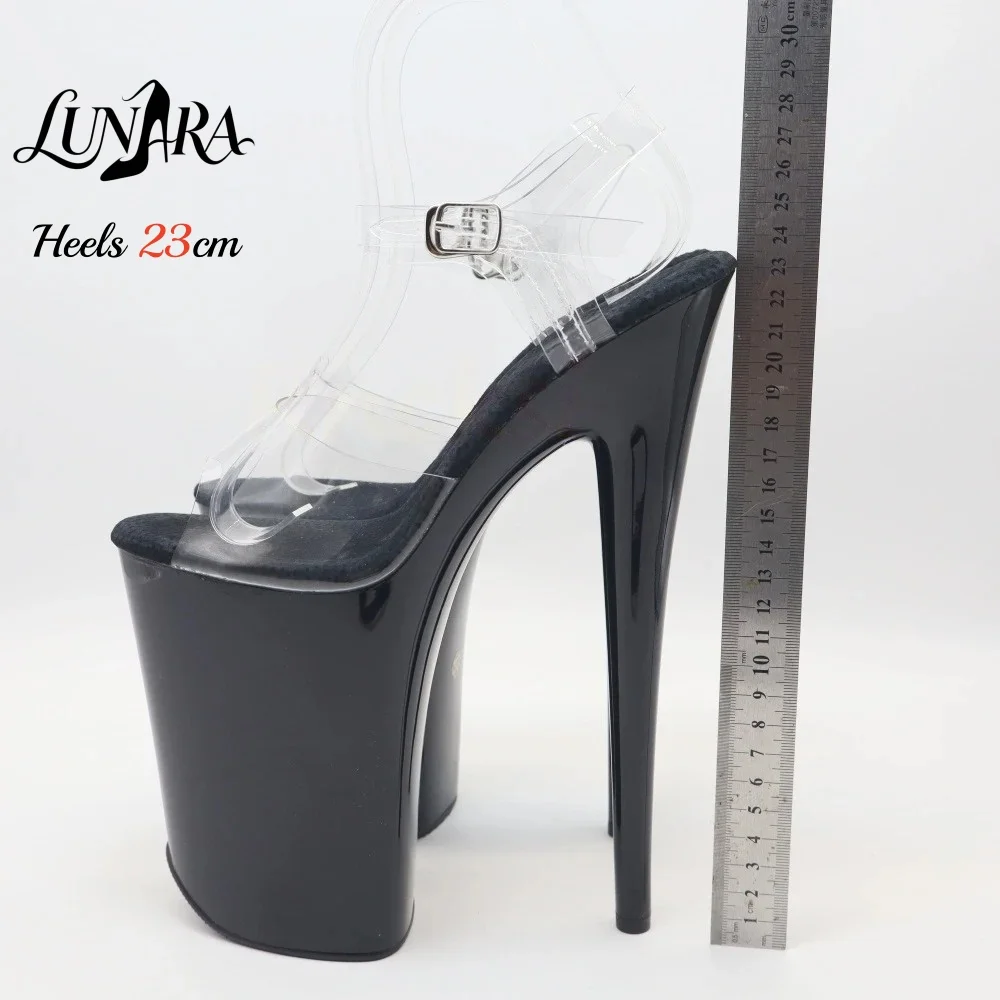23cm/9Inch Clear Heel Sandals White Platform Open Toe Adjustable Buckle Non-slip Sexy Stage Performance Pole Dance Rave Party image 3