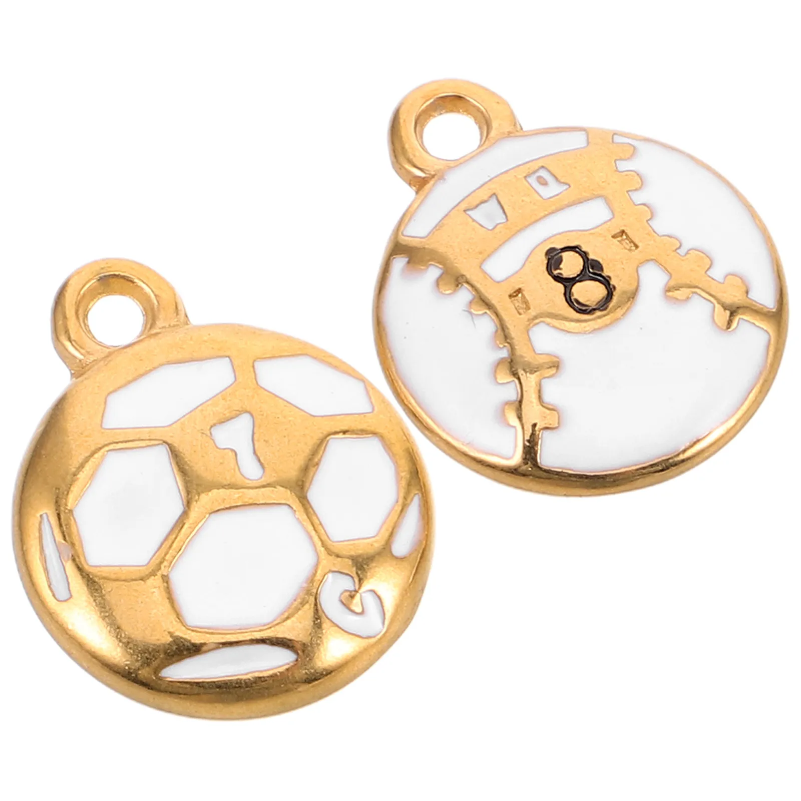 2Pcs Stainless Steel Sports Ball Charms Soccer Football Baseball Pendants DIY Crafts Jewelry Supplies Charms for Crafts