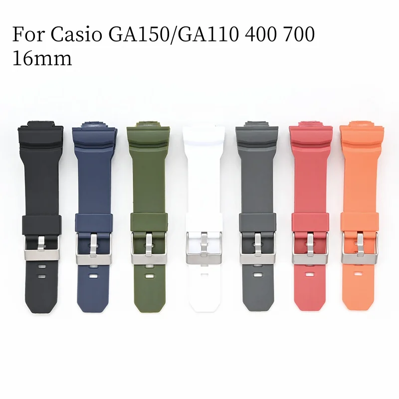 Waterproof Sports Dedicated Interface Watch Strap 16mm TPU Soft Resin Watch Accessories Watchband For Casio GA150/GA110 400 700