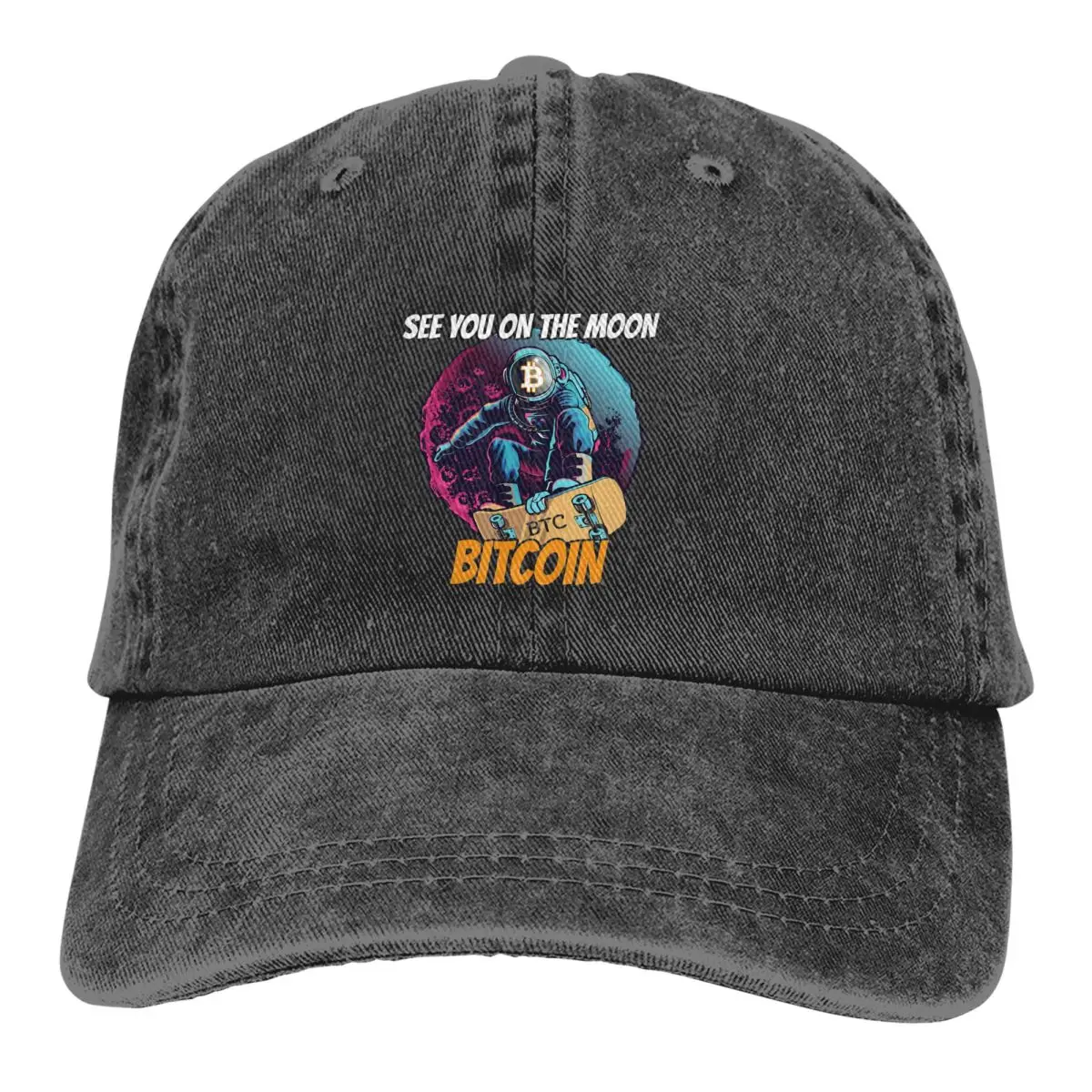 See You On The Moon Baseball Caps Peaked Cap Bitcoin Cryptocurrency Miners Meme Sun Shade Cowboy Hats for Men Trucker Dad Hat