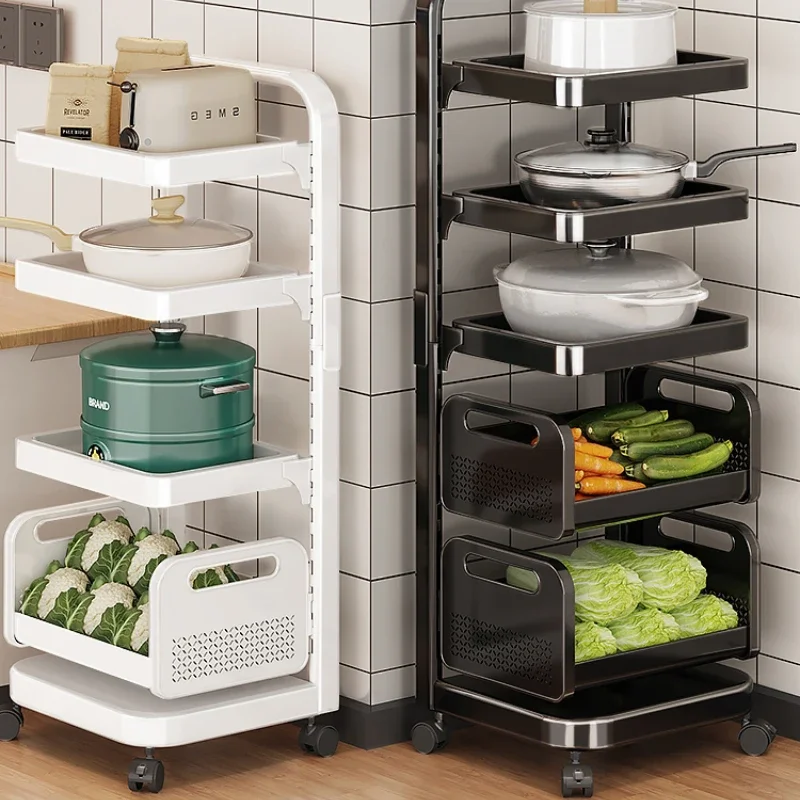 Kitchen rack Floor-to-ceiling household multi-layer fruit and vegetable trolley Pot storage rack