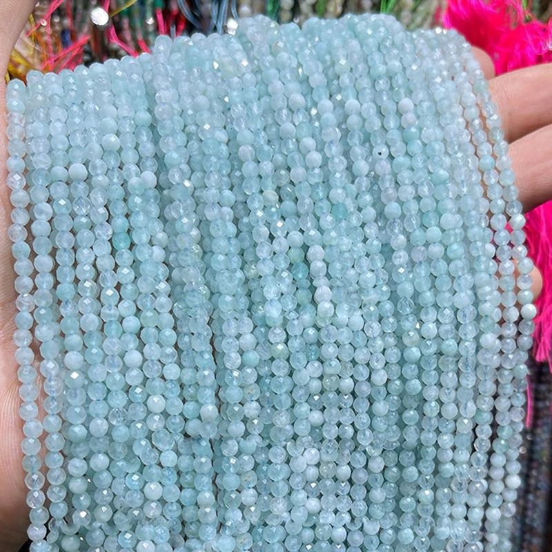Natuurlijke Citrien Stenen Kralen Granaat Aquamarijn Gefacetteerde Ronde Vorm Kralen voor Sieraden Maken Diy Armband Kralen Accessoires