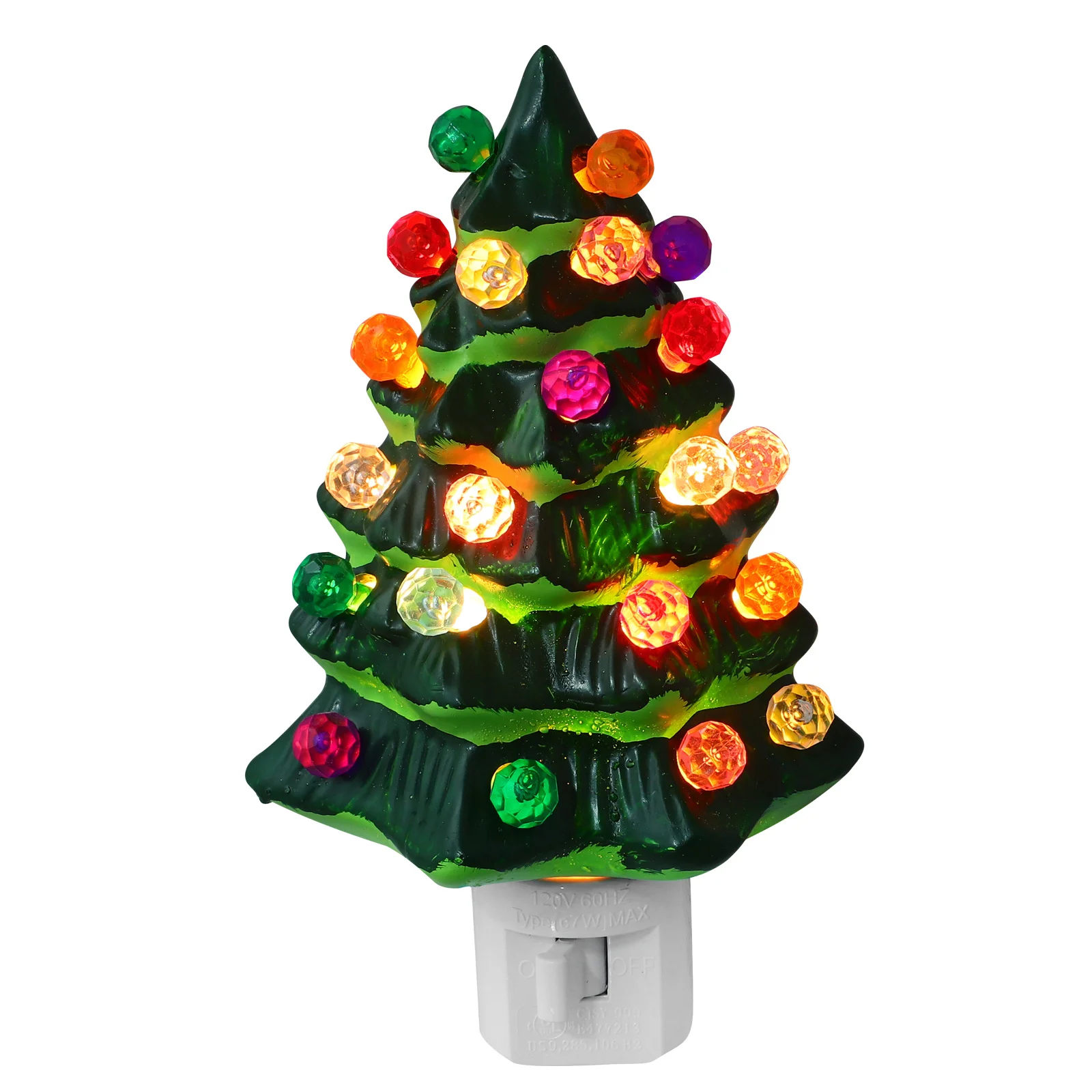 

Rotating Plug Christmas Tree Night Light 360 Degree Ipx4 Waterproof Resin Body Soft Illumination for Home Holiday Seasonal Decor