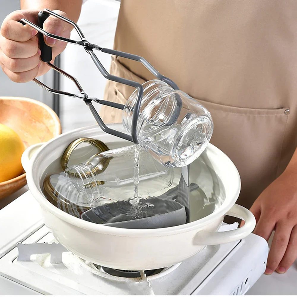 ملقط رفع قمع من السيليكون ، شريط قياس ، صلب مقاوم للصدأ ، قادوس تعليب ، فلتر بمقبض ، رافع برطمان زجاجي #2