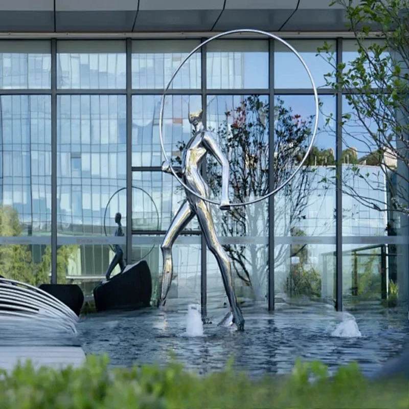 Acier inoxydable, paysage aquatique, art, abstrait, figure, sculpture, département des ventes, sol, ornement