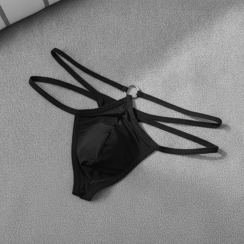 Simple Mesh Men's Thin Thong Hollow Out Low Waist Men Underwear Thin Strip Transparent T-back Briefs Intimate