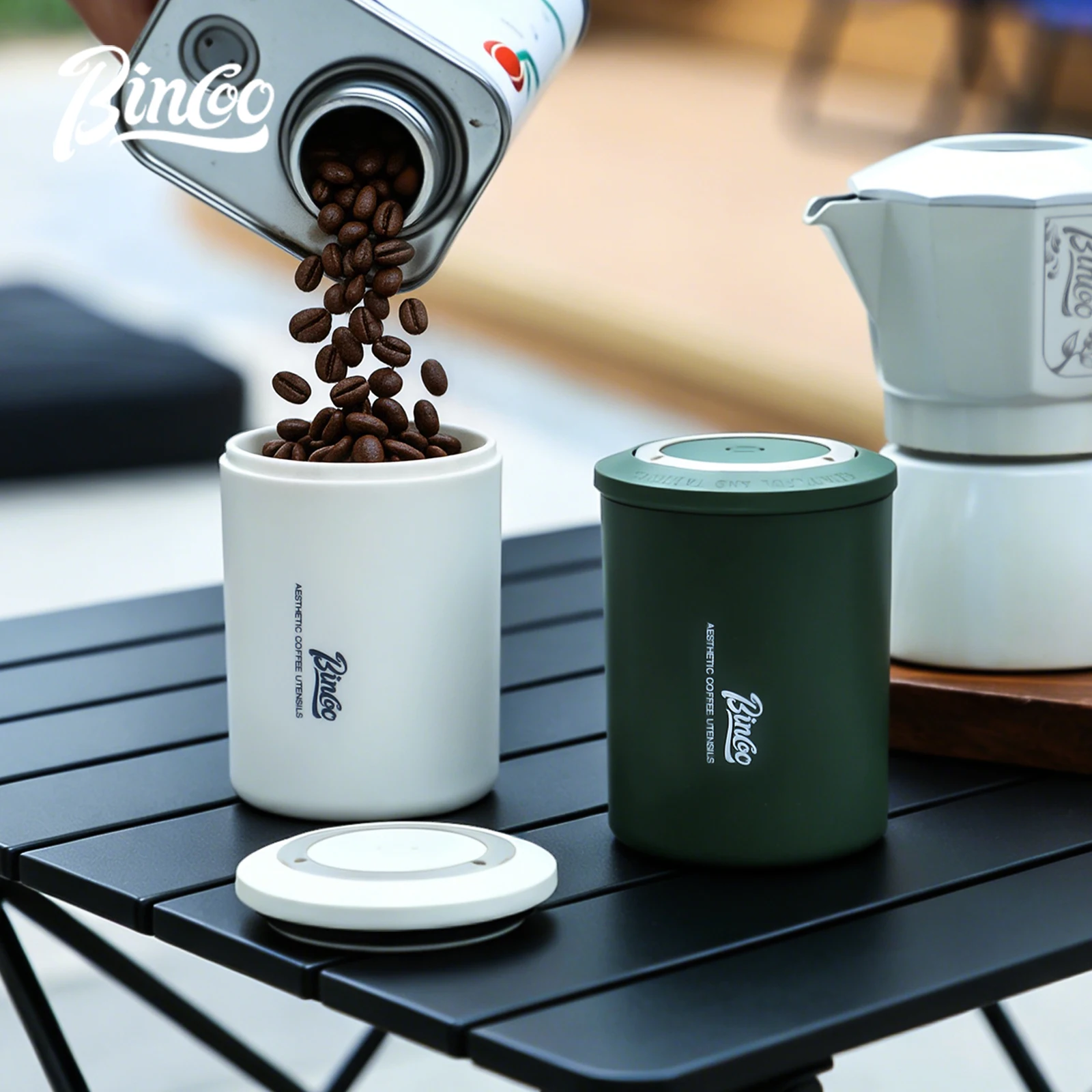

Bincoo Mini Airtight Coffee Container Portable Powder Storage Can for Outdoor Travel Small Bean Preserver Jar Tea Tin Home Use
