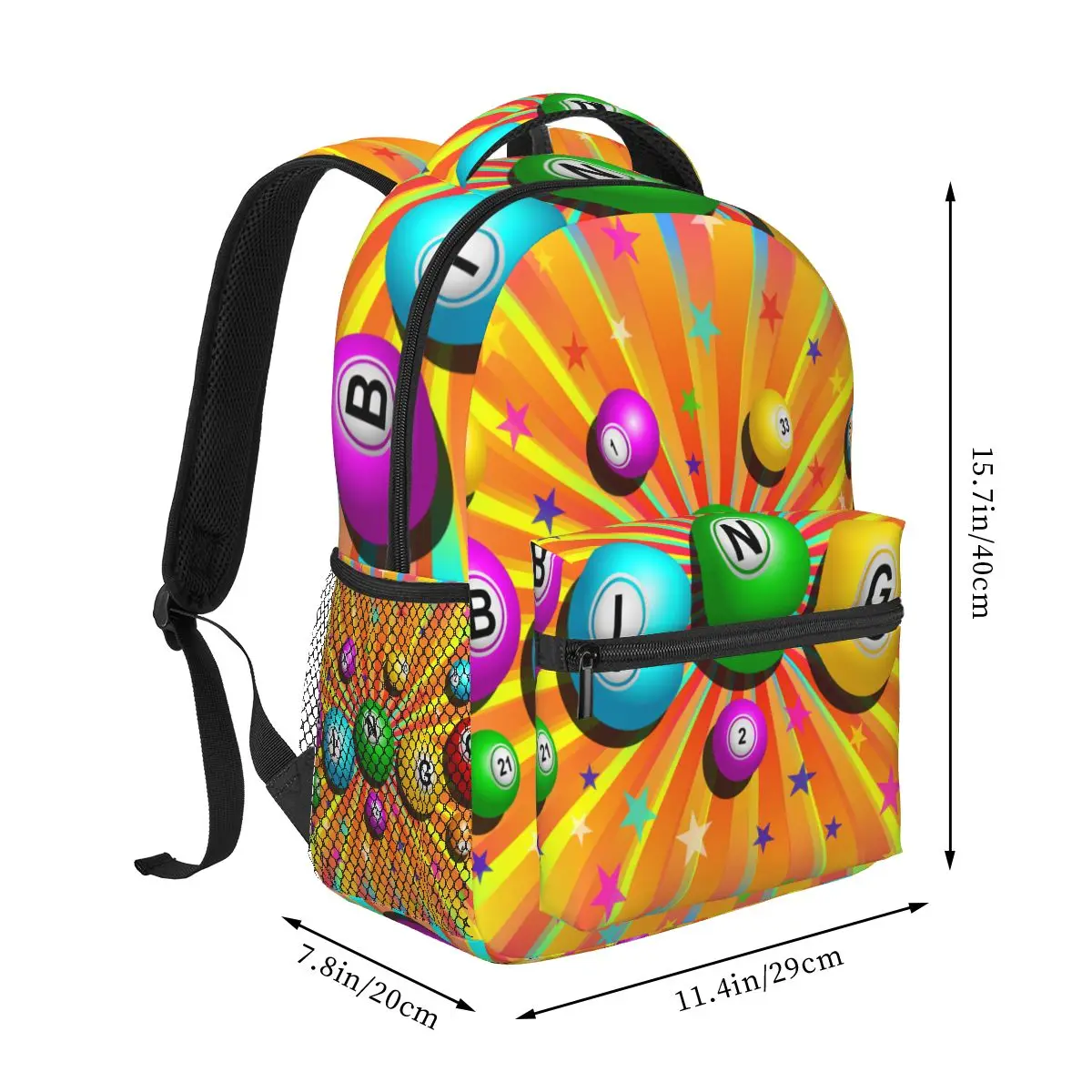 Bingo Balls Colorful Backpack School Bags Casual for Teenager Girls Shoulder Bag Travel Bags