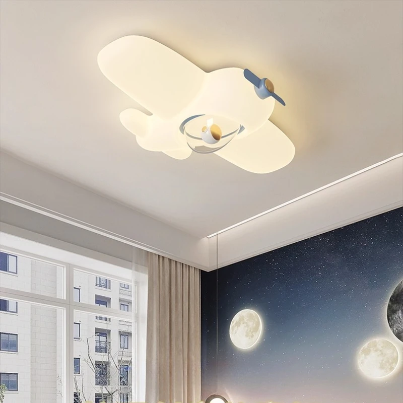 Cream Cartoon White Airplane LED Ceiling Light Creative Eye Protection Lamp Fixture Children's Room Bedroom Study Interior Decor