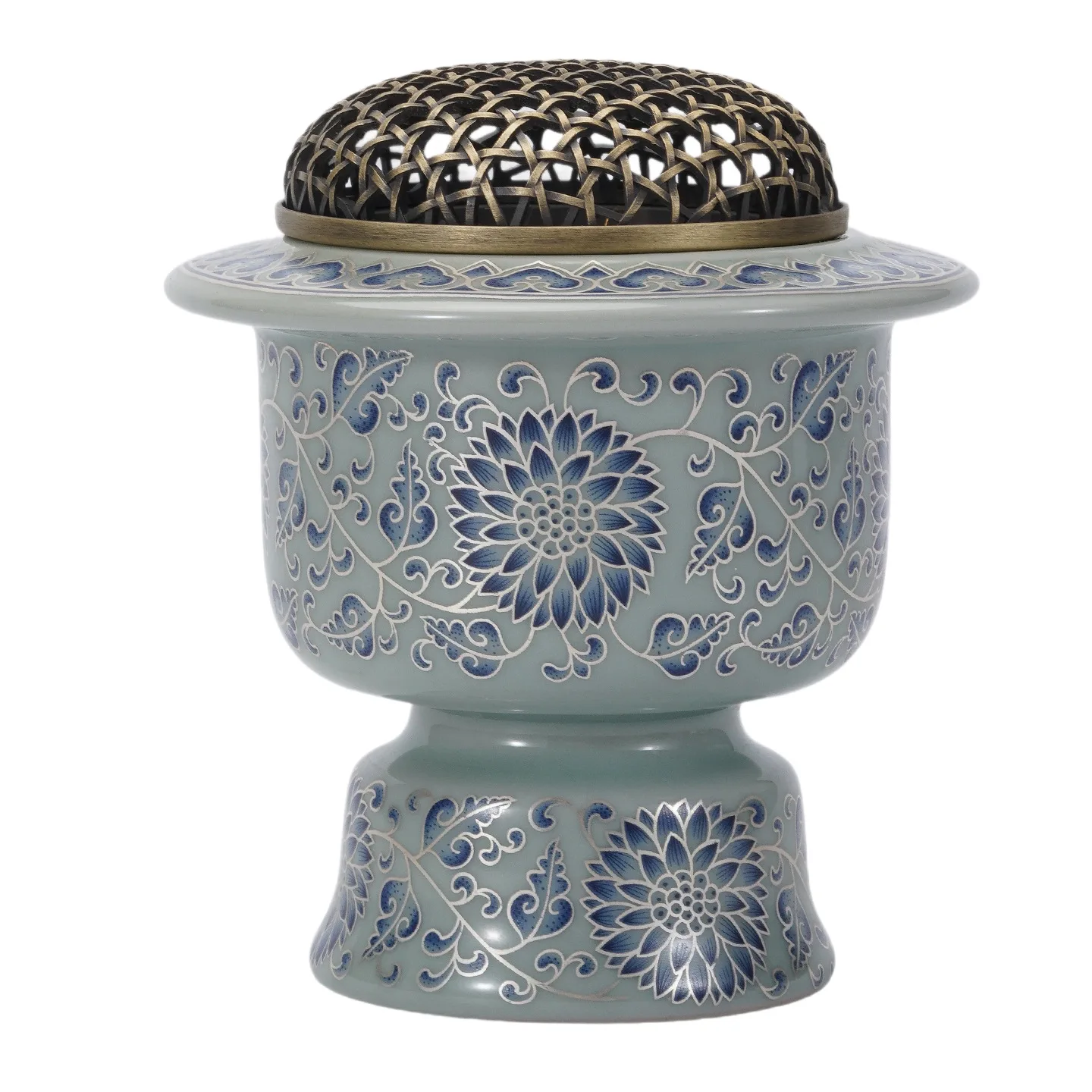 

Blue and white porcelain electric incense burner new Chinese style