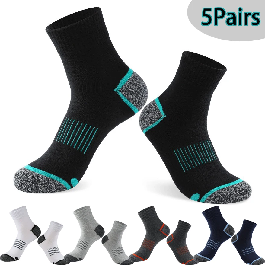 

5 Pairs High Quality Lot Men's Socks, Casual Breathable Run Sports Sock, Male Cotton socks, Black Grey Men Women Large size37-45