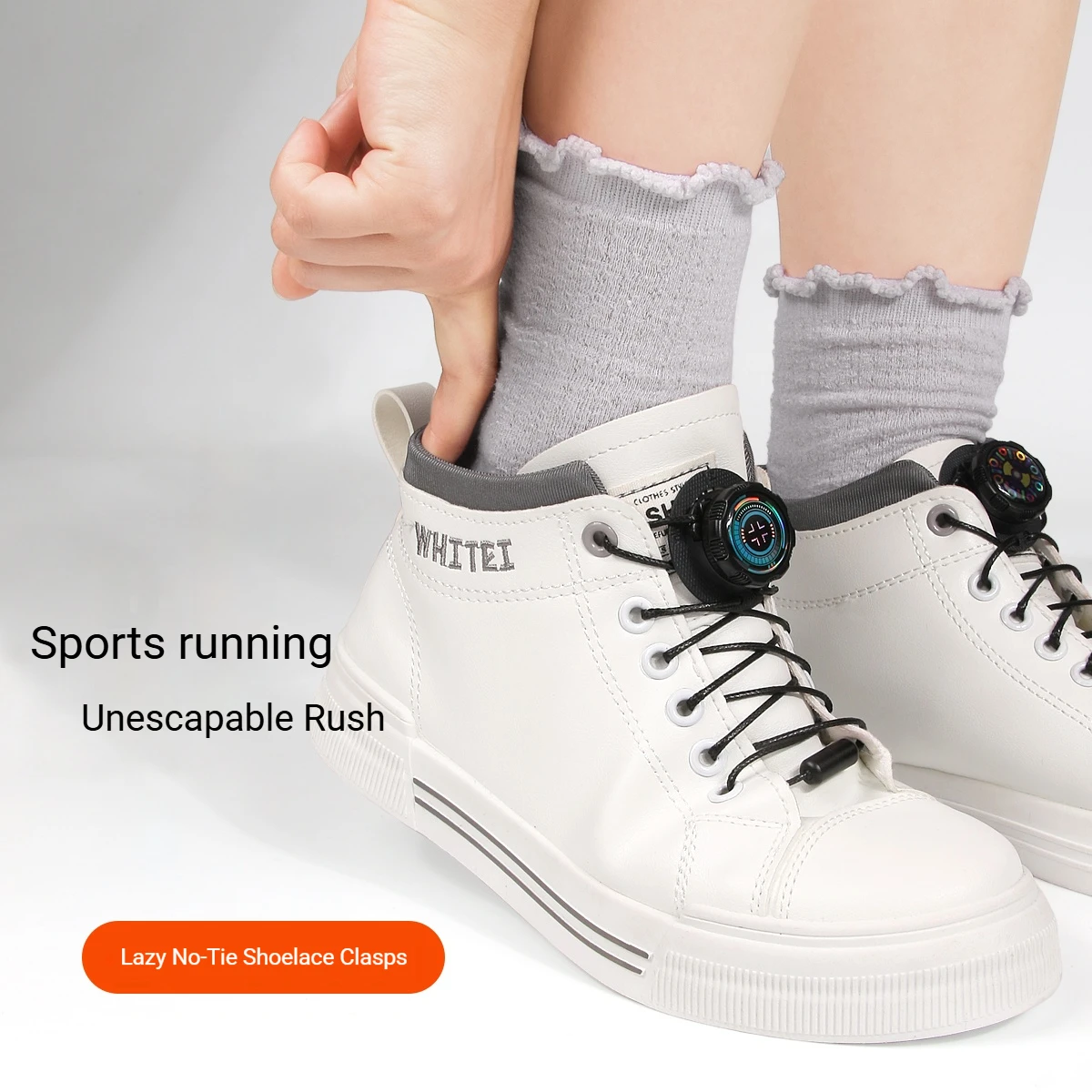 Easy Installation Automatic Shoelaces Without Ties Black White Swivel Buckle Laces Thick Rope Sneakers Shoelace Shoe Accessories