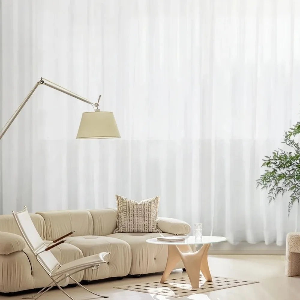 Best Quality Luxury Elegant Super Soft Snow Pure White Window Tulle Curtains for Living Room Chiffon Sheer Voile Bedroom Custom