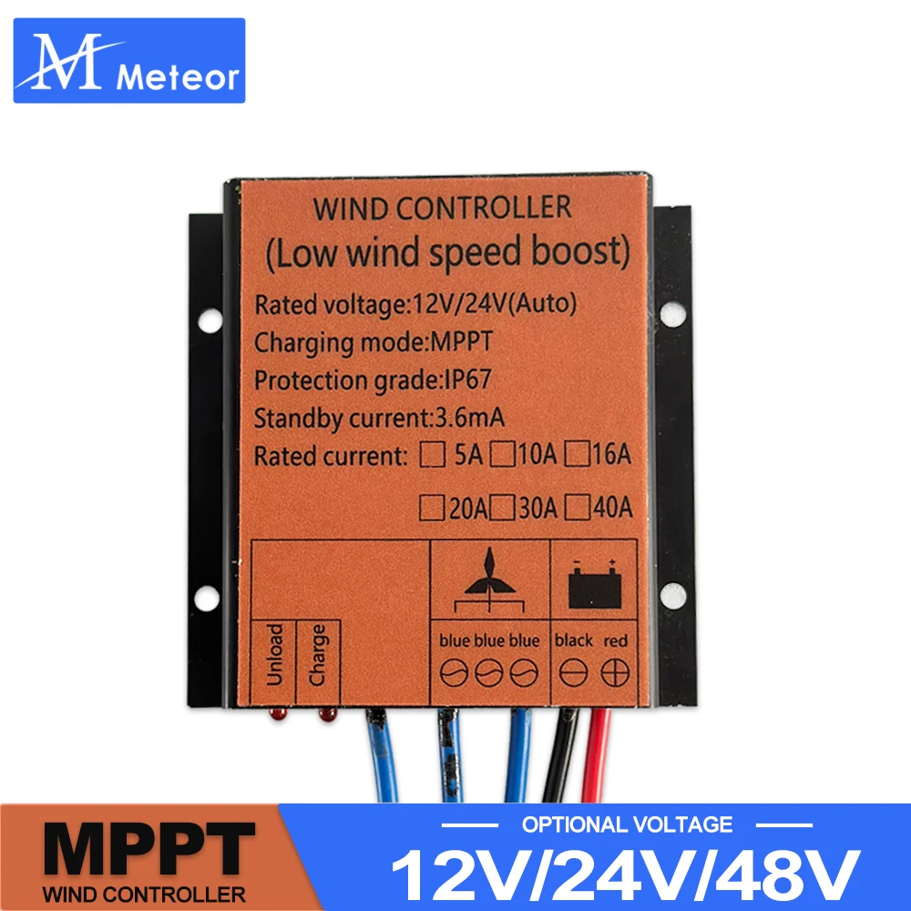 2000W 10A 20A 30A 40A 12V 24V Auto 48V MPPT Wind Charge Controller For Wind Turbine Generator Water Proof IP68 For Home Use