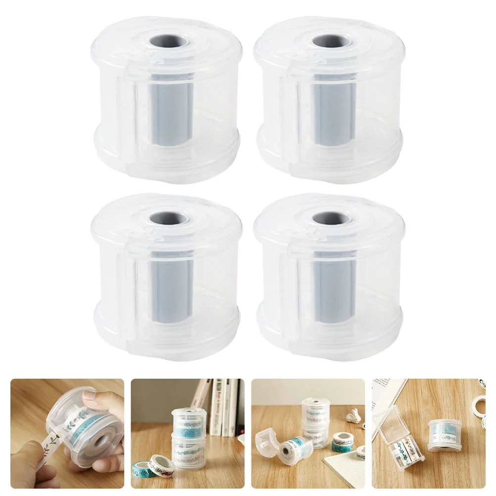 4 Pcs Tape Storage Box Household Dispenser Paper Holder Plastic Washi Accessory