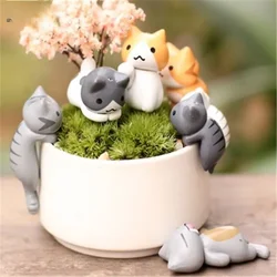 6Pcs/Set Funny Neko Atsume Meow Mochi Dango Cat Flower Pot Micro Landscape Mini Doll Balcony Decorations Flower Pot Home Decor