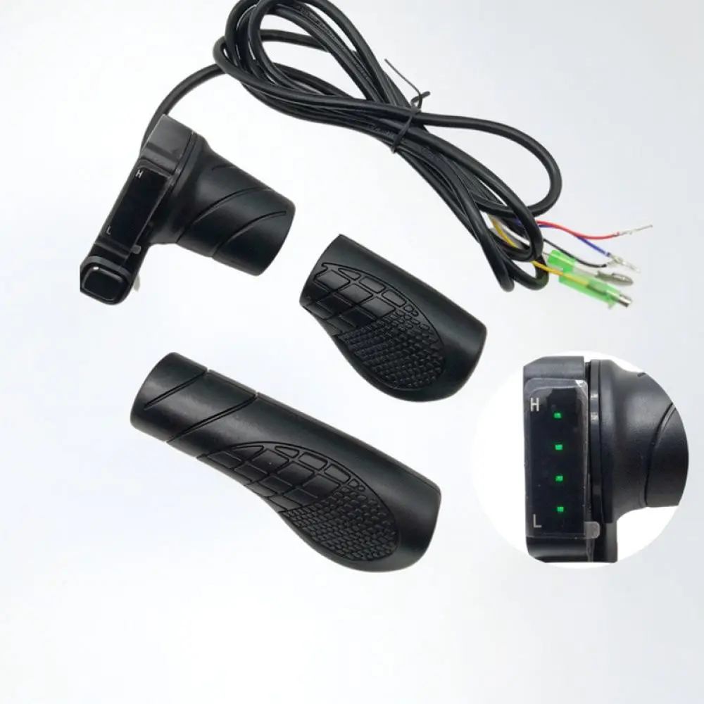 Electric Bicycle Twist Grip Throttle 48V With LCD Battery Monitor Key Switch For Scooter Ebike Speed Control Device