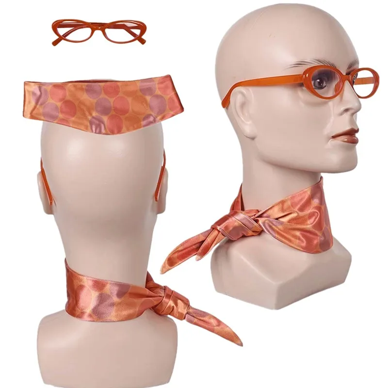 Inside Cartoon Out Cosplay Orange Glasses Scarf Headwear Adult Fantasia Halloween Carnival Party Costume Accessories Gifts