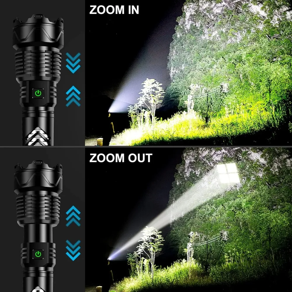 Powerful LED Flashlight XHP160.8 Type-C Torch High Power Lantern Rechargeable Lamp Torch Battery 26650 Waterproof Hand Lamp