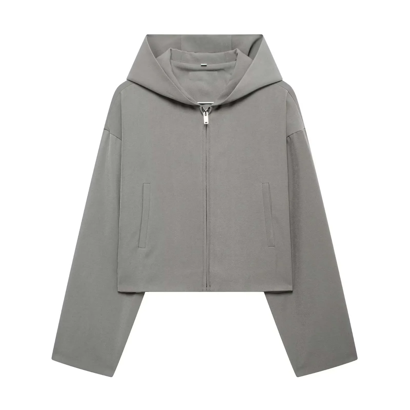 

Women Oversized Hood Jacket Coat Zipper Female Long Sleeve Trench Coat