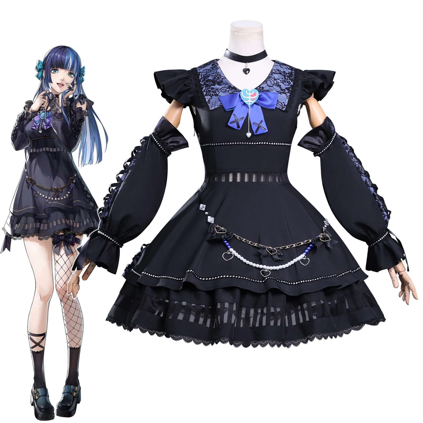 

Main Illustration Cosplay Costumes Black Dress Game P5 The Phantom Uniform Halloween Carnival Party Outfit For Women Girls