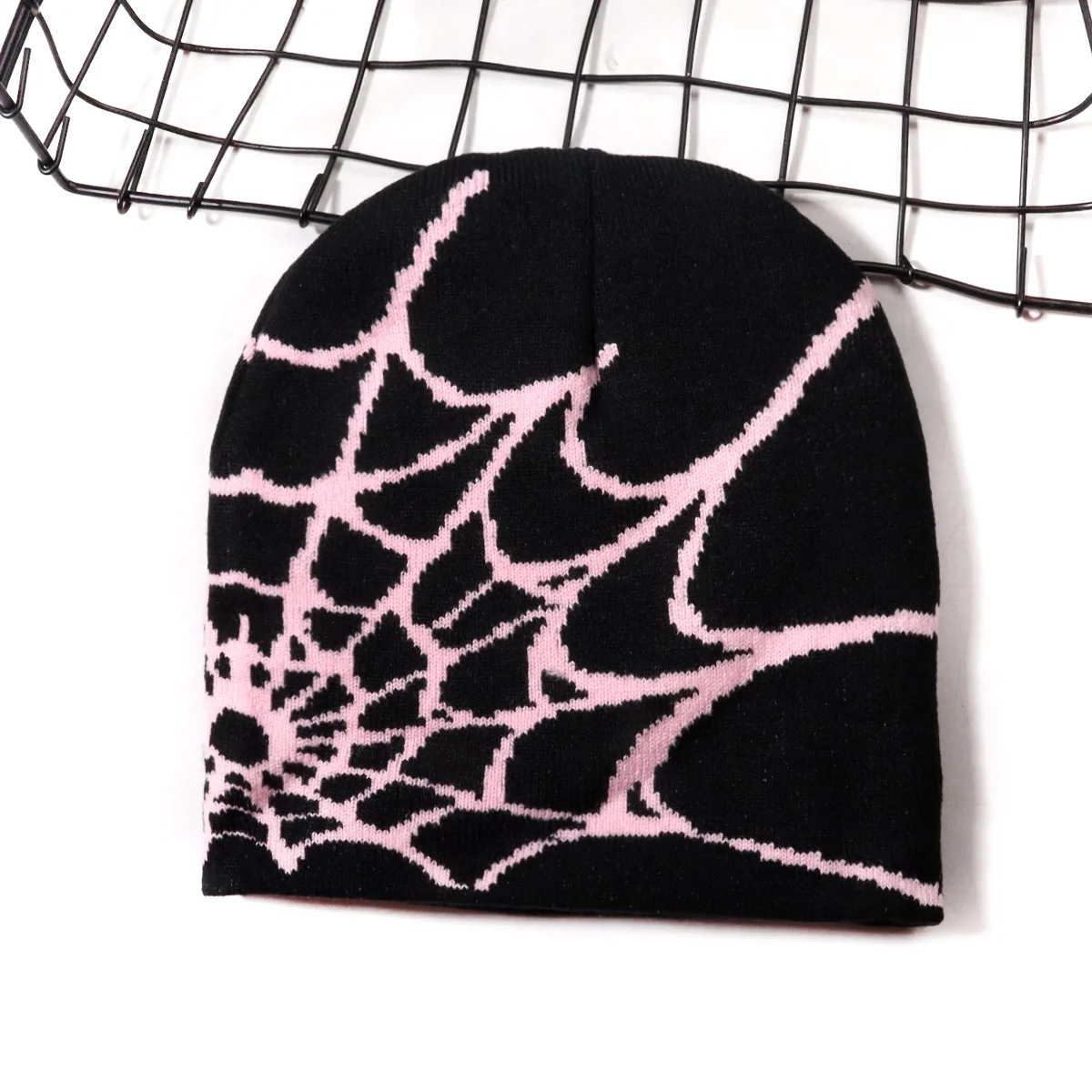 Stricken Spinnennetz Design Hut Skullies Beanies für Männer Frauen Pullover Pile Cap Y2k Goth Warme Beanie Hüte Neue Hip-hop Street Cap – Detail 12
