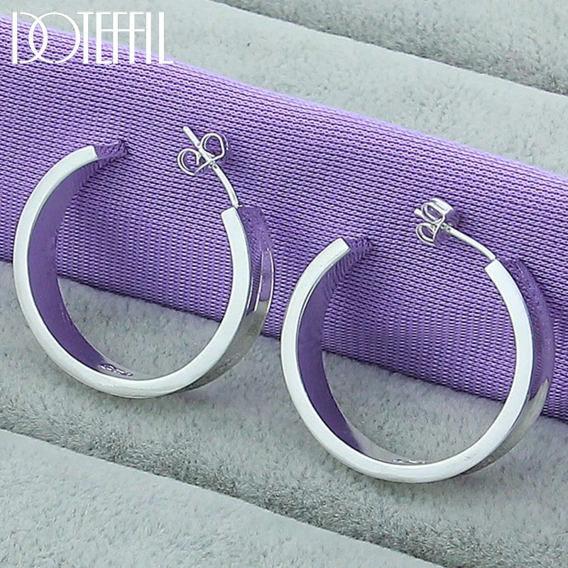 

DOTEFFIL 23mm Smooth 925 Sterling Silver Women Hoop Earring Gift Christmas Party Wedding Top Selling Fashion Jewelry