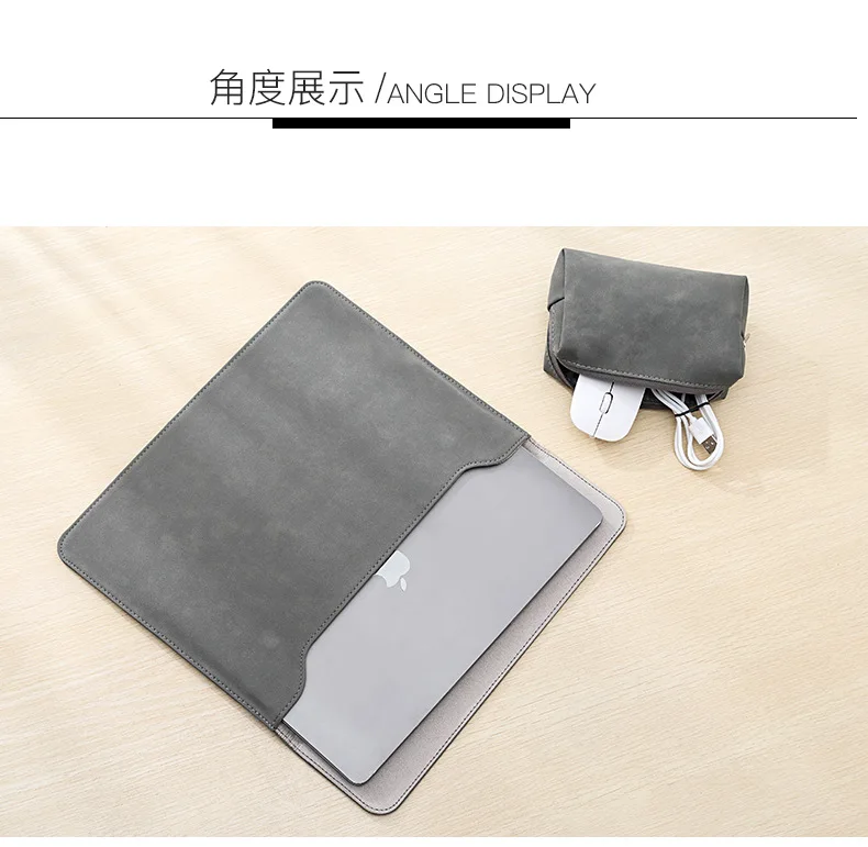 Laptop Bag Sleeve For Macbook A3449 Air 13 , Air 15  M4 M5 Pro 14 16 Inch 2025 2026 PU Leather Bags Cover +Mouse storage bag