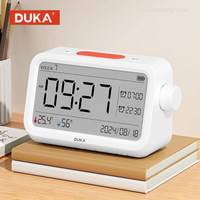 DUKA MT2 Multi-function Temperature and Humidity Meter Sensor Gauge Weather Station Clock for Home LCD Digital with Night Light
